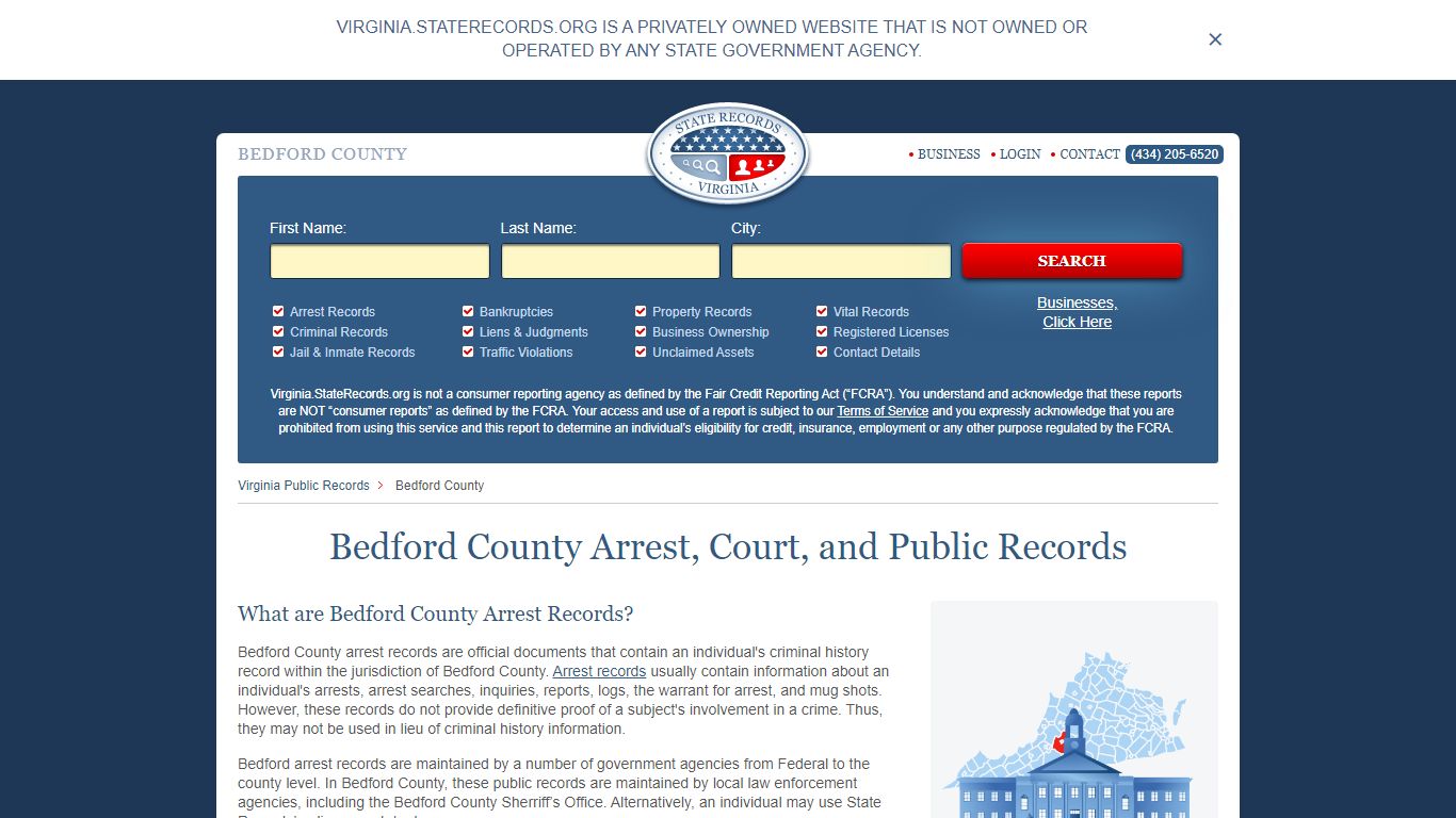 Bedford County Arrest, Court, and Public Records