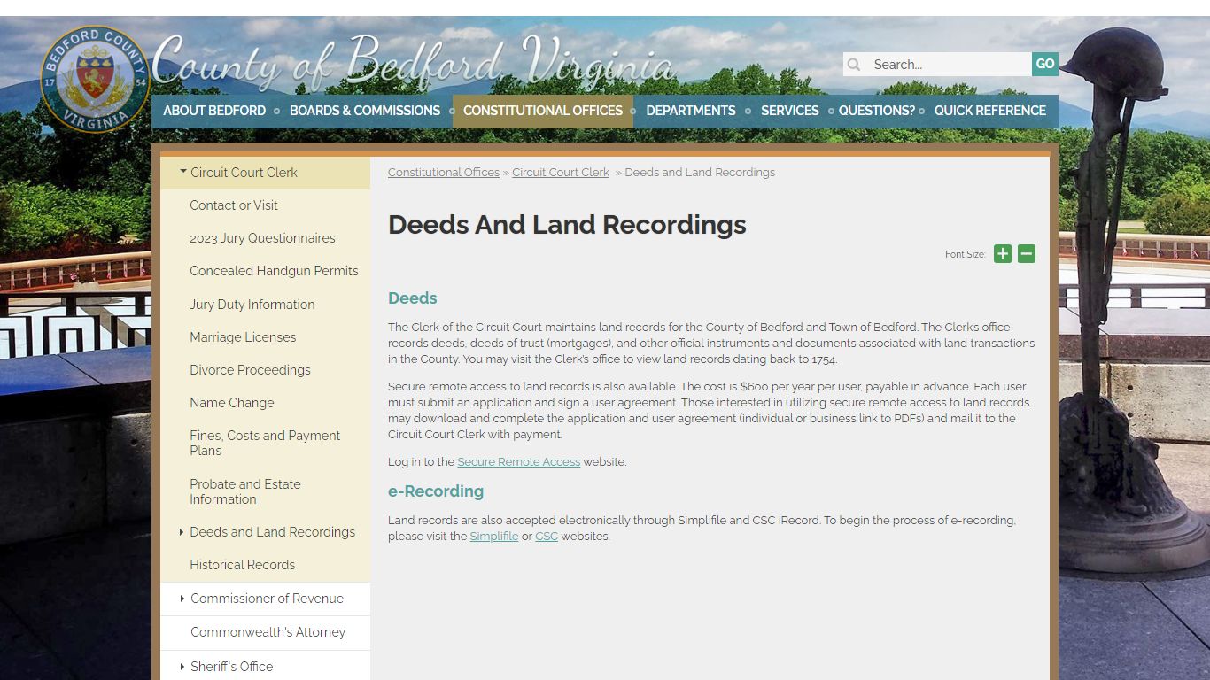 Deeds and Land Recordings | County of Bedford, Virginia